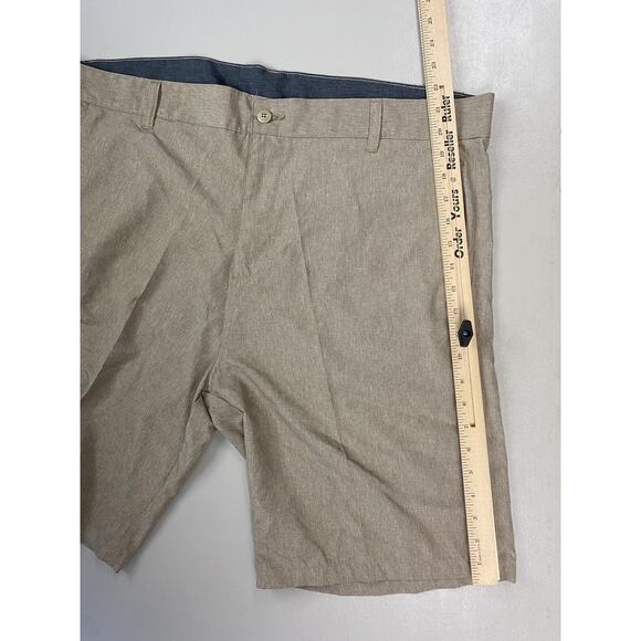 Burnside Shorts Mens 40 Beige Khaki Chino Flat Front Zip Pocket Stretch (42x10) - Picture 8 of 14